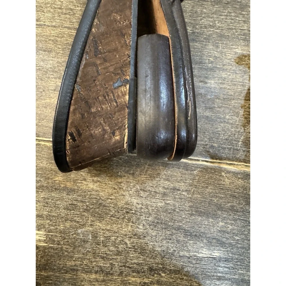 Brighton‎ Lilian Black Leather Wedge Mules Size 8 Silver
